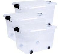Boîte de rangement Anzio 20 l, lot de 3 avec roulettes