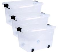 Boîte de rangement Anzio 60 l, lot de 3 avec roulettes