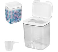 Boîte de rangement automatique pop-up pour lessive - Avec tasse à mesurer - Rangement scellé de poudre à laver de salle de bain avec couvercle pour dosettes de lavage, bombes de bain, booster de
