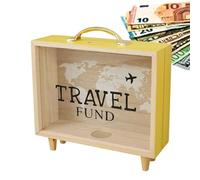 Boîte de rangement avec cadre - Traveler Adventure Shadow Box | Boîte à souvenirs en bois avec fentes | Photos, billets, souvenirs, objets de collection modernes avec motif carte du monde et avion