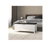 vidaXL Boîte de Rangement avec Coussin Banc d'Entrée Boîte à Oreillers Boîte à Couvertures Couloir Salon Blanc Brillant 105x40x45cm Aggloméré 326774 Blanc