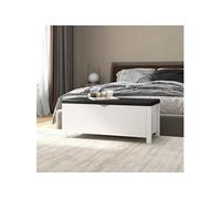 vidaXL Boîte de rangement coussin Blanc 105x40x45 cm Bois d'ingénierie Blanc