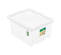 Boîte de rangement avec couvercle - 24 l - 36 x 44 x 23 cm - Multi-Box avec poignées intégrées - Récipient en plastique - Boîte de rangement empilable - Boîte rotative - Transparent