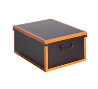 Boite de Rangement avec Couvercle, Boite en carton, Rangement Vetement, Meuble de Rangement Chambre, Bureau, Panier de Rangement, Organisateur Tiroir, 40x50x25 cm CUOIO/CUIR Large