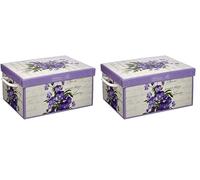 Boite de Rangement avec Couvercle, Boite en carton, Rangement Vetement, Meuble de Rangement Chambre, Bureau, Panier de Rangement, Organisateur Tiroir, Boite Cadeau, 25x35x17,5 cm SMALL VIOLETTES 2