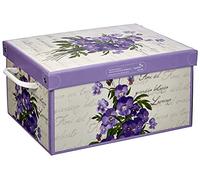 Boite de Rangement avec Couvercle, Boite en carton, Rangement Vetement, Meuble de Rangement Chambre, Bureau, Panier de Rangement, Organisateur Tiroir, Boite Cadeau, 25x35x17,5 cm SMALL VIOLETTES 2