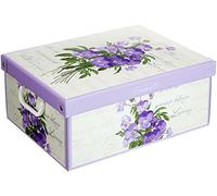 Boite de Rangement avec Couvercle, Boite en carton, Rangement Vetement, Meuble de Rangement Chambre, Bureau, Panier de Rangement, Organisateur Tiroir, Boite Cadeau, 32x42x17,5 cm MEDIUM VIOLETTES 1