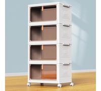 Boite de Rangement avec Couvercle, Boite Rangement Plastique Empilable 92L | Caisse Tour Rangement à 4 Niveaux avec 1 Couvercle, Meuble de Rangement pour Salon de Chambre à Coucher, Blanc