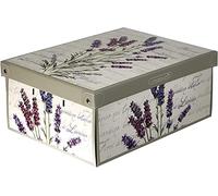 Boite de Rangement avec Couvercle, Boite en Carton, Rangement Vetement, Meuble de Rangement Chambre, Bureau, Panier de Rangement, Organisateur Tiroir, Boite Cadeau, 25x35x17,5 cm Small Lavande