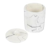 Boîte de Rangement avec Couvercle Ronde en Résine Effet Marbre Blanc | Décor Perlé Dessus, Texture Classique et Design Délicat, pour Coton-tiges et Cotons Plusieurs styles