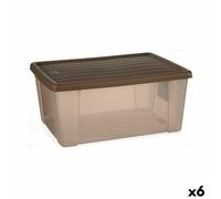 Boîte de rangement avec couvercle Stefanplast Elegance Marron Plastique 29 x 17 x 39 cm (6 pièces)