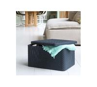 Boîte de rangement avec couvercle Style L 30 L Argent métallisé, boîte de rangement, conteneur de rangement,, conteneur de rangement ménagère 443863