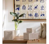 Boite de rangement - bac de rangement Curver Kaya - Panier carré avec couvercle 19L - Crème