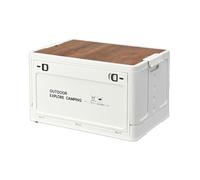 Boîte de rangement - Bac pliable pour coffre de voiture, récipient de rangement avec couvercle | Bac empilable de garage, étui utilitaire de jardin, sac de camping avec dessus en bois, caisse pliable