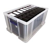 Bankers Box Boîte de rangement ProStore 70 L, 30 x 58 x 38.5 cm, avec couvercle et poignées, format A4, empilable, plastique transparent sans BPA, 7731001