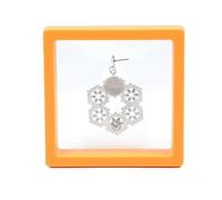 Boîte de rangement bijoux en Film PE Transparent, cadre couleur antioxydant, présentoir flottant 3D, pendentif, support Bracelet, 12 pièces Pour Exposer Des Bijoux Et Des Pièces(Orange,9cm)