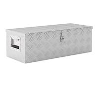 Boite de rangement - boîte à outils - HOMCOM - poignées rétractables verrouillage lu - 76x33x25cm - argent