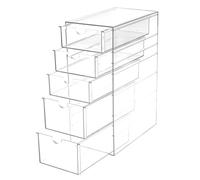 Boîte de Rangement Bureau à 5 Tiroirs, Casier Tiroir Bureau Empilable en Acrylique à 5 Niveaux, Organiseur Bureau avec Tiroirs pour Fournitures, Articles de Papeterie et Accessoires