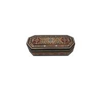 Boîte de rangement bureau octogonale en bois et nacre, incrustée à la main | Mosaïque Syrienne | Taille 20.2 × 8.3 × 6 cm