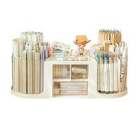 BoîTe De Rangement Bureau, Pot à Crayons Bureau Avec Tiroirs Transparents à Deux Niveaux, Rotation à 360°, Grande Capacité Avec 14 Compartiments, IdéAl Pour Ranger Stylos Et Pinceaux De Maquillage