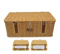 Boîte De Rangement Câbles avec Couvercle - Grande Boîte Gestion De Câbles Aspect Rotin | Fil Métallique Intégré Sécurité | Cache Câble Multiprise Routeur USB TV