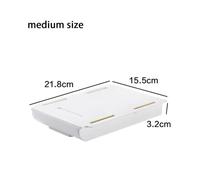Boîte de rangement cachée, tiroir de rangement de bureau, support de rangement de table en plastique auto-adhésif, organisateur simple for articles divers, cosmétiques, papeterie(White-M,3PCS)
