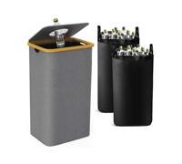 Boîte de Rangement Capacité avec Sac Intérieur, Pliable, pour Bouteilles, Vêtements, Jouets, Déchets Recyclables, 100 L, Grise