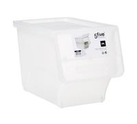 Five Gloves – Boîte de rangement « Cara » 24 L transparent – ouverture frontale, empilable