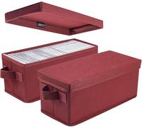 Boîte De Rangement Cd-13,2 ""X 5,9"" X 5,3 "",Contenant 30 Cd Dans Une Boîte À Bijoux Complète,60 Disques Dans Une Boîte Mince Et 165 Disques Dans Un Étui Cd - (Pack De 2 Rouges)[AUD123037]