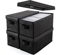 Boîte De Rangement Cd-4 Pochette Cd Contenant 30 Cd Dans Une Boîte À Bijoux Complète,60 Disques Dans Une Boîte Mince,165 Disques Dans Une Range Cd - 13,2 ""X 5,9"" X 5,3 "",Noir (Pack[HDM5230916]