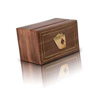 Boîte de rangement classique en bois fabriquée à la main pour cartes à jouer avec 2 jeux de cartes à jouer « Ace » de qualité supérieure - Cadeau de pendaison de crémaillère pour lui et elle