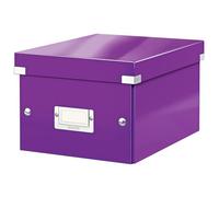 Leitz Boîte de rangement Click & Store, Petit format A5 (22 x 16 x 28,2 cm), pour l'organisation des objets de la maison et du bureau, Montage bouton pression, Carton recyclé à 84%, Violet, 60430062