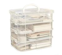 Boîte de rangement compartimentée transparente empilable à 3 ou 4 étages pour papeterie, cosmétiques, jouets