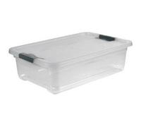 keeeper Boîte de Rangement avec couvercle et fermeture coulissante, 59,5 x 39,5 x 17 cm, 28 l, Cornelia, Transparent