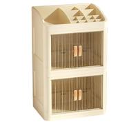 Boîte De Rangement Cosmetics - Boîte D'organisateurs De Maquillage | Relette À Lèvres À Plusieurs Niveaux Et Support De Pinceau | Organisateur De Maquillage À 3 Couches | Affichage Des Fournitures Cos