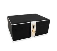 Boîte de rangement cosmétique Boîte à bijoux multifonctionnelle créative de mode avec serrure et miroir boîte de rangement de bijoux couleur noir et blanc en option Boîte organisateur de maquillage(Bl
