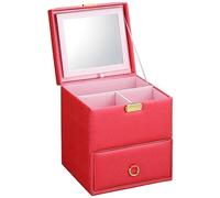 Boîte de rangement cosmétique Multifonctionnel Portable Grande Capacité Cosmétique Sac Femme Cosmétique Boîte Type De Tiroir Maquillage Sac De Rangement avec Miroir Boîte organisateur de maquillage(C)