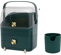 Boîte de rangement cosmétique, organisateur multicouche, portable et étanche à la poussière, vert