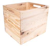 Creative Deco Lot de 4 caisses en bois naturel | Compatible avec toutes les étagères Kallax | Boîte en bois avec poignées | 33 x 37 x 33 cm | Bois poli | Boîte de rangement pour enfants Caisses pour