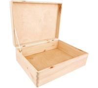 Creative Deco – Boîte de rangement en bois – 40×30×14 cm – non peinte, avec couvercle