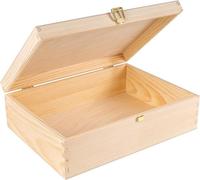 Creative Deco A4 Boite de Rangement en Bois Non Peint | 33,8 x 24,8 x 10 (+/- 1) cm | avec Couvercle et Serrure | Boite a Bijoux pour Souvenirs, Papier, Cartes, Documents