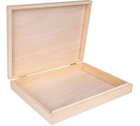 Creative Deco - Boîte de rangement A4 - Bois non peint, couvercle et serrure - 34x25,3x5,3 cm