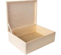 Creative Deco Boîte en Bois avec Couvercle | 40 x 30 x 14 cm (+/-1 cm) | Boîte à Souvenirs pour Bébé | Boîte Non Peinte avec Charnières Argentées | Documents, Objets de Valeur, Jouets, Outils | Brut