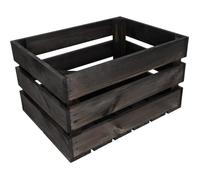 Creative Deco Caisse en Bois Noir | 40 x 30 x 23 cm | Rangement Vintage | Cagette Deco | Boite Decoration