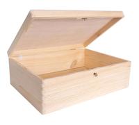 Boîte de rangement - CREATIVE DECO - Non Peint - 40 x 30 x 14 cm - Avec serrure et ois naturel