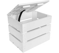 Creative Deco Boite Rangement en Bois Blanc | 27,5 x 20 x 21,5 cm | avec Couvercle | Boîte Cadeau Coffre Malle Coffret Vintage