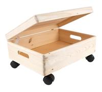 Boîte de rangement - Creative Deco - XL - Bois massif - 40 x 30 x 14 cm - Avec roulettes