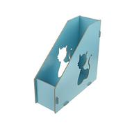 Boîte de Rangement Creux en Bois Stockage pour Bureau Chat Rangement de Dossiers Classement DIY Boîte Rangement du Document Mignon Classeur Rangement Modules pour Papier A4 Couleur- Bleu Clair