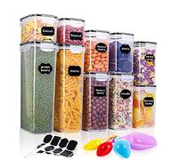 Boite de Rangement Cuisine Lot de 10 Boites Conservation Alimentaires Rangement et Organisation Cuisine Garde Boite Plastique Alimentaire Sans BPA avec Couvercle, Étiquettes, Marqueur et Cuillères