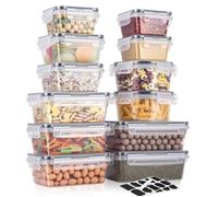 Boîte de Rangement Cuisine Lot de 24,Boîtes de Conservation avec Couvercle Boîte Alimentaire Hermétique Boîtes de Stockage Alimentaire pour Stocker Les Cereales,Pâtes,Farine 1L/0.84L/0.7L/0.55L/0.35L